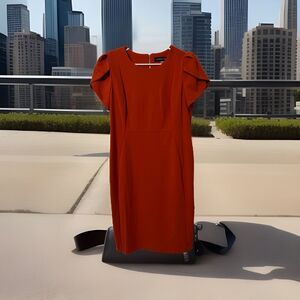 Marc New York Andrew Marc Women Orange Cocktail Dress Petal Sleeves Feminine 14